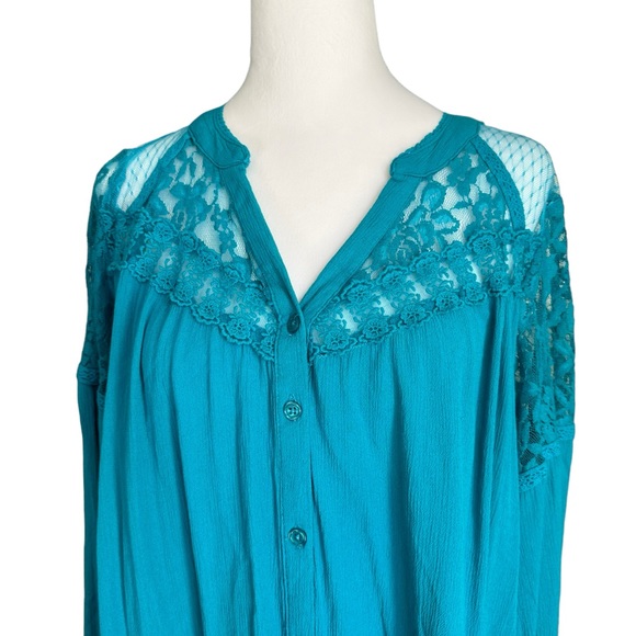 Roaman’s  Women's Plus Size Lace V-Neck Big Shirt Top Size 20W - Picture 8 of 17